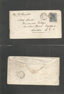 Australia. 1868 (22 May) Geelong, Via - UK, London (21 July) Via Southampton. Single 6d Blue Fkd Env. Fine. - Other & Unclassified