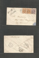 Australia. 1873 (Dec 19) Victoria, Violet Town - Wellington - Avenel. Registered Local Multifkd Envelope. Reverse TPO Up - Andere & Zonder Classificatie