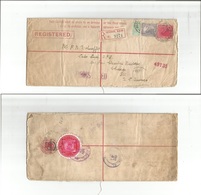 Australia. 1912 (23 Oct) Sydney, NSW - USA, Chicago, Ill (2 Dec) Registered + 3 Adtl Multifkd Stat Envelope With TRIPLE  - Other & Unclassified