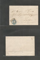 Austria. 1862 (24 Oct) Triest - Lissa. EL Full Text Fkd 15 Kr Light Blue Perf 14-15, Tied Box Name Cds. Fine. - Andere & Zonder Classificatie