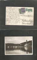 Austria - Xx. 1935 (6 Aug) Odensdorf - Sweden, Airineholm (8 Aug) Fkd Ppc + Taxed + Swedish P. Due + Tax Label, Adtl Tie - Other & Unclassified