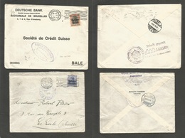 Belgium - Xx. 1915-6. German Occup. 2 Single Frks Ovptd Germania Usages To Switzerland. Censored. Fine Pair. - Other & Unclassified