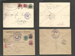 Belgium - Xx. 1915-6 (5 Oct - Dic) German Occup. 2 Multifkd Censored Usages On Cover To Switzerland. One Is Registered.  - Andere & Zonder Classificatie