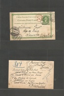 Canada. 1895 (18 May) Montreal - Switzerland, Laussane (30 May) 2 Cents Green Early Stat Card. Via London. Fine Used. - Other & Unclassified