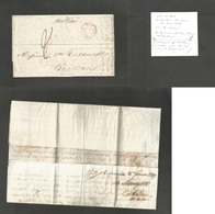 Chile. 1839 (25 Febr) Valp - France, Bordeaux (6 June) EL With Text Endorsed "Per Cesar" + Red Outremer / Bordeaux (5 Ju - Chili
