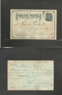 Chile - Stationery. 1897 (29 Jan) Valp Local Print 1c Green Stat Card. The Scarce "wash Plate Style" Diff Plate Print Lo - Chili