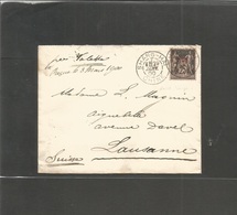 China. 1900 (29 Jan) French PO. Shanghai - Switzerland, Lausanne ( March) Fkd Env 25c Sage China Ovpt Cds. Endorssed "pe - Other & Unclassified