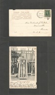 China - Xx. 1906 (8 May) US Post Office. Shanghai - USA, Newcastle, Me. Fkd 1c Green USA Tied Grill Cds + Weird Photo Ca - Otros & Sin Clasificación