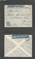 Egypt. 1916 (18 May) French PO Alexandrie - Switzerland, Geneve (5 June) Fkd Env 25 C Blue + Depart British Censor Label - Other & Unclassified
