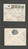 Egypt. 1926 (6 Jan) French PO. Aleandrie - Switzerland, Zurcih, Multifkd Ovptd Modified Currency Hotel Illustrated Envel - Andere & Zonder Classificatie