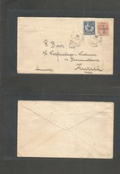 Egypt. 1926 (28 Jan) French PO Alexandrie - Switzerland, Zurich. Ovptd New Currency. Multifkd Envelope. - Sonstige & Ohne Zuordnung