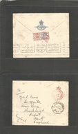 Egypt. 1933 (2 Mar) Abu Suwer - Alexandria - UK, Hants, Gosport. Postage Prepaid 12 Red Crown Cachet Envelope, Reverse P - Other & Unclassified