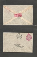 Egypt. 1936. Alexandria - England, Hazelton. Postage Paid 18 Crown Paid Red Cachet, Reverse Fkd 1 Piastre Red Perf Lette - Other & Unclassified