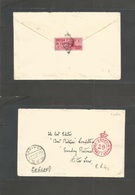 Egypt. 1936 (21 Jan) MRO Cairo - England, EC4. Postage Prepaid 20 Red Crown Cachet, Reverse 1 Piastre Intense Red Perf,  - Sonstige & Ohne Zuordnung