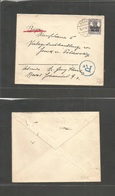 Estonia. 1918 (16 July) German Occup. Ovptd Germania Issue. Reval + Riga. Fkd Env + Control Cachet. - Estland