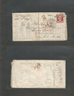 France. 1867 (10 May) Paris - USA, PA, Eddington, Bucks Cº. Fkd Env With Contains 80c Red Star Cancel, Via French Packet - Other & Unclassified