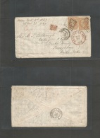 France. 1867 (6 Nov) Nice - USA, PA, Eddington. Fkd Env 40c (x2) "2656" Tied, Via BOSTON / BR. PACKET (Nov 20) (xxx) Exc - Andere & Zonder Classificatie