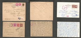 France - Xx. 1942 / 44. Petain Issues. 3 Multifkd Usages (2 Are Stat Cards) To Belgium, Bruxelles. Fine Group. - Otros & Sin Clasificación