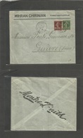 French Levant. 1920 (6 Nov) Constantinople - Switzerland, Geneve. Fkd Env. Semeuse Issue. 5c + 20c Tied TP-506, Fine Com - Otros & Sin Clasificación