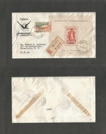 Frc - Cameroun. 1938 (18 May) Yaounde - USA, Bloomfield, NJ (13-14 June) Registered Air Multifkd Envelope Incl Min Sheet - Other & Unclassified