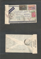 Frc - Cameroun. 1941 (6 Sept) Douale - USA, NYC, Ovptd Issue Air Multifkd Envelope. Comercial Via Lagos, Nigeria (11 Sep - Other & Unclassified