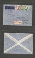 Frc - Congo. 1946 (March 6) France Libre AEF. Braaville - France, Bordeaux (9 March) Registered Airmail Multiple Envelop - Other & Unclassified