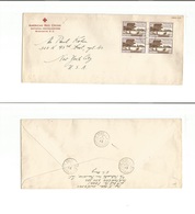 Frc - New Caledonia. 1942 (3 July) FRANCE LIBRE. Noumea - USA, NYC. US Red Cross Fkd Env 10c Block Of Four, Cds, Also On - Other & Unclassified