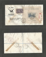 Frc - Senegal. 1938 (15 March) S. Louis - USA, Bloomfield, NJ (4-5 April) Registered Air Multifkd Envelope. Arrival Cach - Other & Unclassified