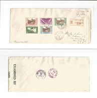 Frc - Tahiti. 1942 (12 Jan) Papeete - USA, NYC (23 Feb) FRANCE LIBRE Issue. Registered Censored Multifkd Env Red 5 Fr (x - Sonstige & Ohne Zuordnung