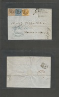 German States-Bayern. 1863 (6 May) Munich - Netherlands, Rotterdam (8 May) EL Fkd 1kr Yellow, 6kr Blue And 9kr Brown "32 - Sonstige & Ohne Zuordnung