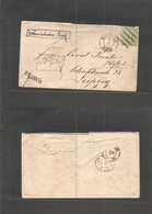 German States-Hamburg. 1865 (5 July) Hamburg - Leipzig. Fkd Envelope 4sh Green Perf, Tied Hars + Cds Alongside + Franco. - Sonstige & Ohne Zuordnung