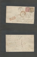 German States-N.G.Conf.. 1863 (25 Sept) Dresden - USA, Green Castle, PA. Fkd Env 1gr + 5gr Brown Perf Issue, Cds + Red F - Other & Unclassified