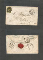 German States-Saxony. 1853 (22 April) Leipzig - Nurenberg (23 Apr) Fkd Env 3gr Black/yellow, Tied Grill RR Ring, Cds Wit - Other & Unclassified