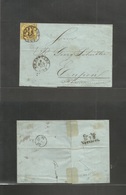 German States-T&t. 1852 (9 July) Frankfurt - Eupen. Via Coln (10 July) E Fkd 9 Kr Yellow, Tied Cds. - Other & Unclassified