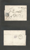 German States-T&t. 1864 (15 Jan) Mainz - Coln (16 Jan) EL Full Text Fkd 6 Kr Blue Imperf, Tied Rings Cancel. - Other & Unclassified