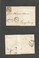 German States-T&t. 1865 (19 Sept) Frankfurt - Augsburg (20 Sept) E Fkd 9 Kr Brown Rouletted, Tied "220" Rings. Fine. - Otros & Sin Clasificación