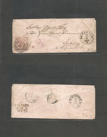 German States-T&t. 1866 (9 May) Butzbach - Giessen (9 May) Fkd Env 3 Kr Red Color Perce, Tied "102" Rings, Cds + Mns "3" - Other & Unclassified