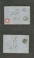 German States-Wurttemberg. 1860 (16 July) Cannstatt - Austria, Wien (18 July) EL Fkd 9 Kr Red Imperf, Good Margins, Tied - Otros & Sin Clasificación