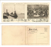 Germany - Schiffspost. 1916 (July 9-10) Uncirculated Photo Doble Card. German Submarine "Deutschland" With Signature Of  - Other & Unclassified