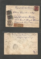 Germany - Danzig. 1921 (6 July) Danzig - USA, Jefferson City (28 July) Registered Airmail (part Trip) Mixed Issues Multi - Other & Unclassified