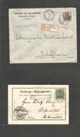 German Levant. 1913 ( May) Smyrna - Schaffhausen, Switzerland (9 May) Registered Single 2pi Fkd Env. VF. - Otros & Sin Clasificación
