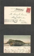 Gibraltar. 1907 (7 Feb) GPO - USA, PA, Mauchunk (12 March) GB 1d Fkd Early Ppc View, Depart Cds + "PAQUEBOT" Cachet. Fin - Gibraltar