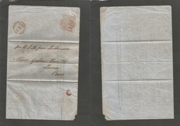 Great Britain. 1853 (31 Oct) Liverpool - Pern, Lima. Newspaper Rate Complete Privated Princes News With Red "ONE PENNY"  - ...-1840 Prephilately