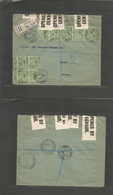 Great Britain - Xx. 1914 (8 Oct) Leith, Scotland - Sweden, Malmo Via London. Registered Multifkd Env Incl 1/2d Green (x9 - ...-1840 Precursores