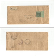 Bc - Brunei. 1937 (Apr 28) GPO - USA, NYC (7-8 June) Via Singapore. Registered Envelope Single 50c Strip Tied Cds, Margi - Other & Unclassified