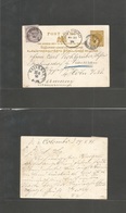 Bc - Ceylon. 1898 (May 27) Colombo Courts - Germany, Kaiserau (20 June) 2c Brown Stat Card + Adtl, Cds. Via Colombo GPO. - Sonstige & Ohne Zuordnung