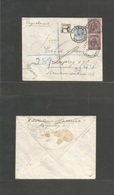 Bc - Ceylon. 1912 (21 March) Colombo - Germany, Leipzig (8 April) Registered Multifkd Env Bearing 25c Rate, Cds. VF. - Andere & Zonder Classificatie