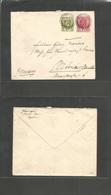 Bc - Ceylon. 1913 (Sept 9) Nanuoya - Germany, Altona. 6c Red Stat Env + Adtl, Cds. Fine. - Other & Unclassified