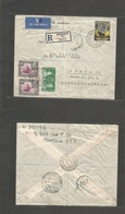 Bc - Kenya. 1937 (4 Sept) Mombasa - Czechoslovakia, Praha. Registered Air Multifkd Env Incl Coronation Issue. Via Athens - Other & Unclassified