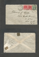 Bc - Nigeria. 1915 (13 Feb) SN + N. Calabar - USA, NYC. Mixed Issues Usage. Multifkd Env At 2 1/2d Rate. Fine. - Otros & Sin Clasificación